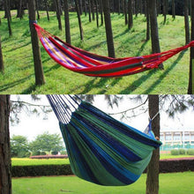 Carregar imagem no visualizador da galeria, Portable Hammock Outdoor Garden Hammock Hanging Bed for Home Travel Camping Hiking Swing Canvas Stripe Hammock Red